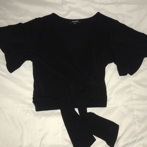 Express wrap cropped blouse